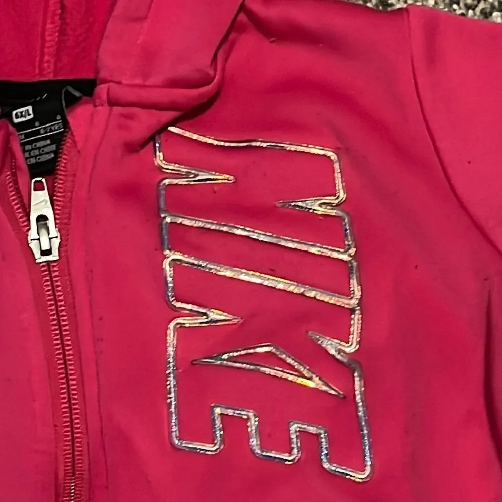 Nike fleece sweatshirt full zip hoodie - pink - 6X